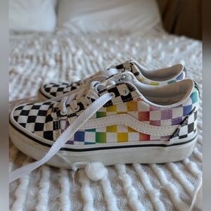 Vans Kids Checkerboard Rainbow Sneakers-size 13 (Little Kid)